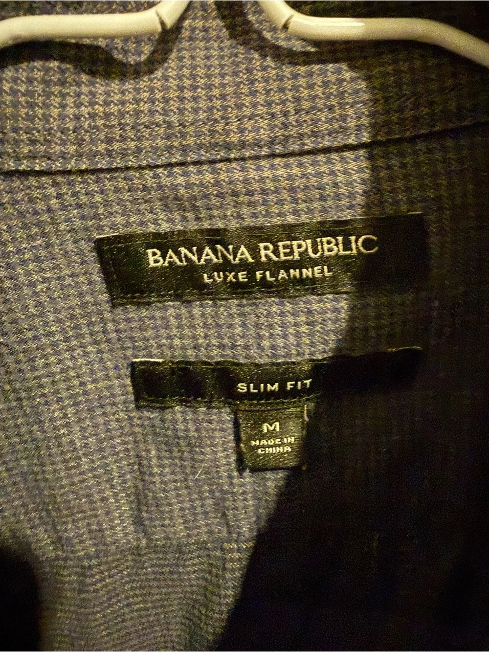 Banana Republic Men’s Button-Down Luxe Flannel Shirt in Denim Blue/Gray check